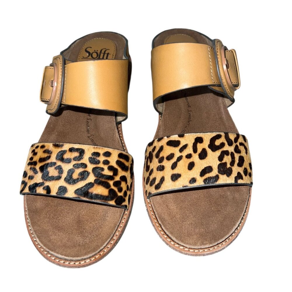 Sofft Braye Two Strap Comfort Sandals Slides Luggage/Tan-8 M